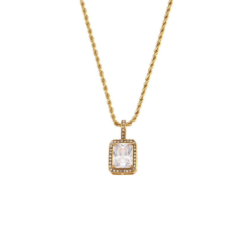Gold Diamond Necklace/ Diamond necklace/ gold necklace/gold chain/ stainless steel/ 1k gold necklace/ 24k gold necklace