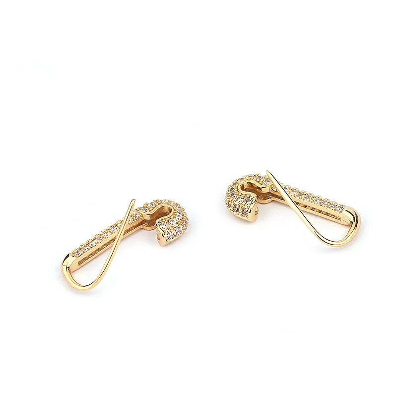 Gold Diamond Pin Earrings