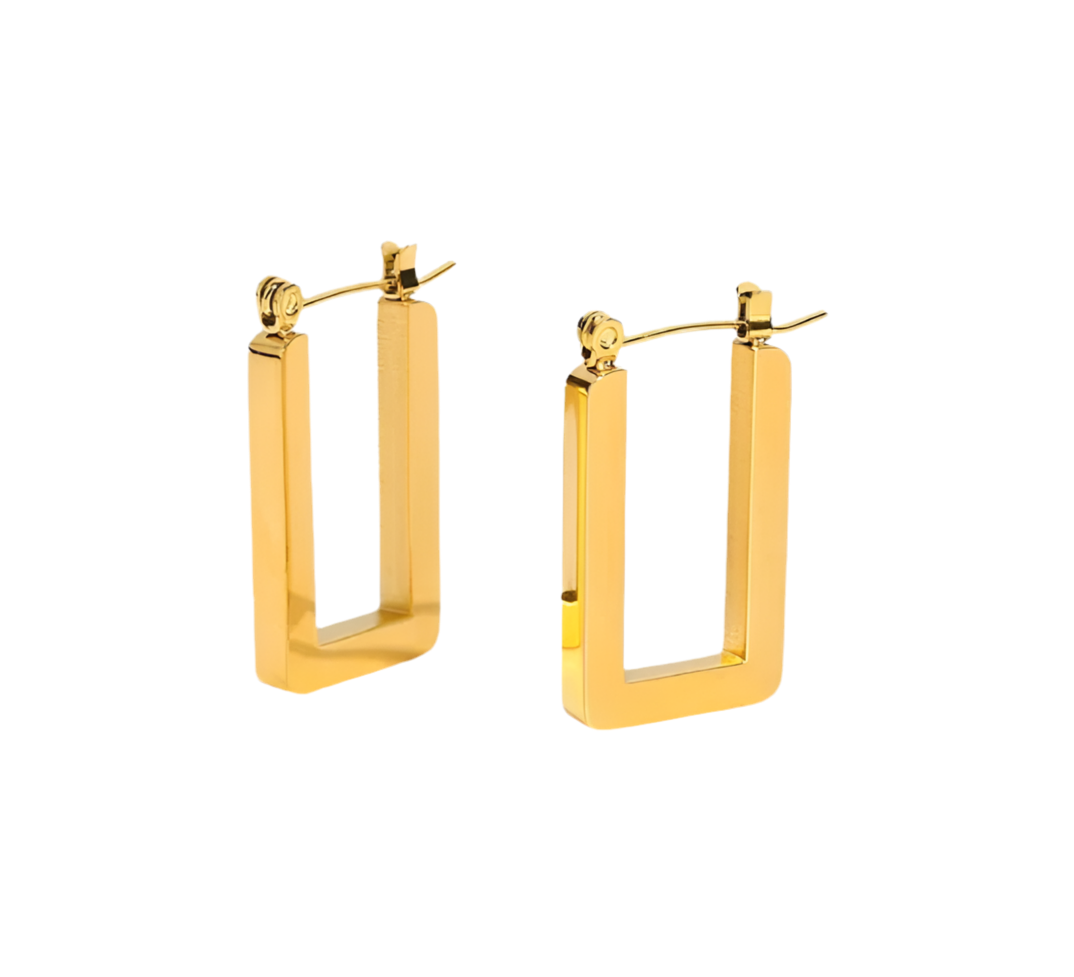 Nichelle Rectangle Gold Hoops