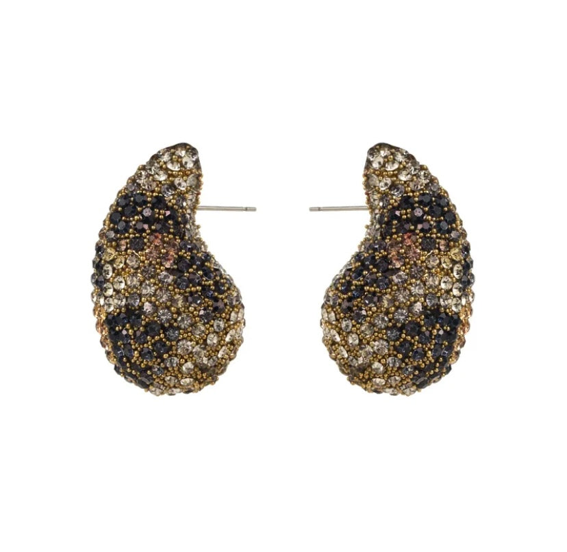 Teardrop earrings/ teardrop diamond earrings/botegga dupe earring/cheetah print earrings