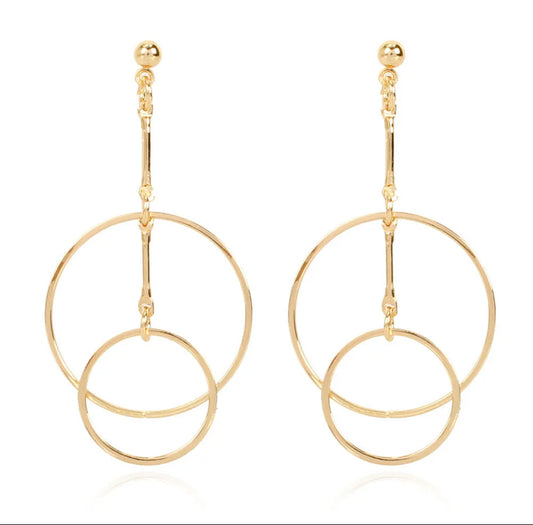 Double Hoop Gold Chandelier Earrings
