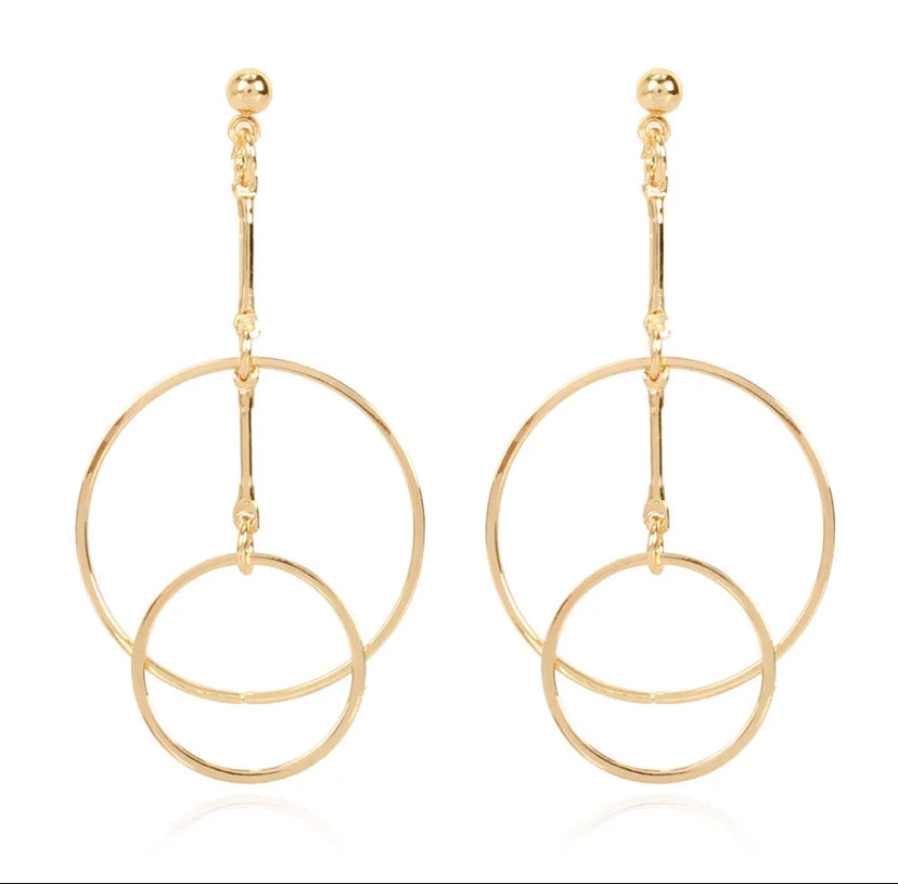 Double Hoop Gold Chandelier Earrings