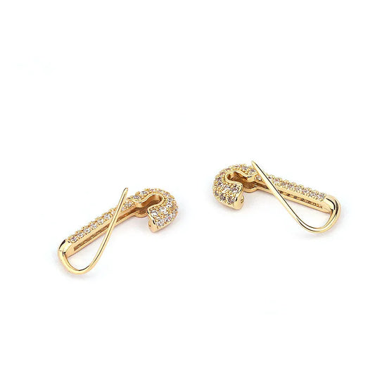 Gold Diamond Pin Earrings