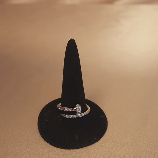 Sleek 14k silver diamond wrap ring—dainty and sophisticated design featuring silver diamonds for a chic look
