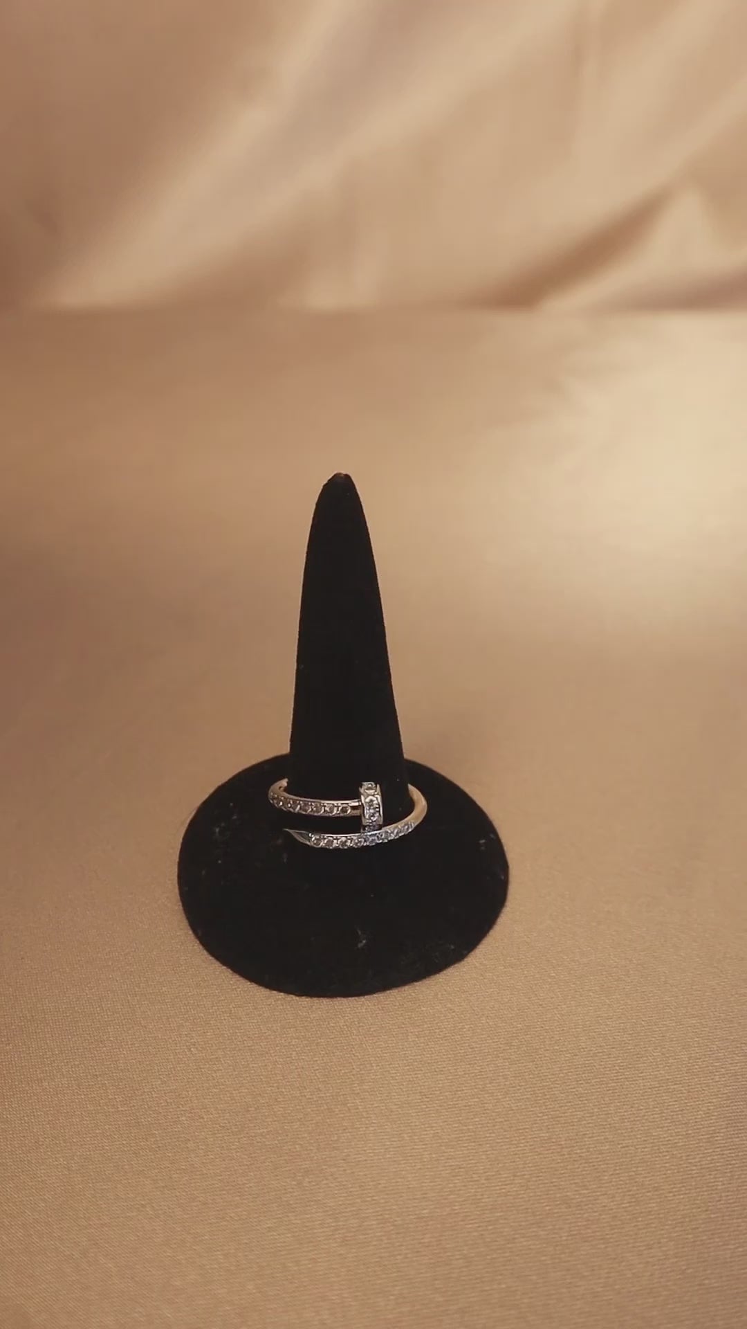 Sleek 14k silver diamond wrap ring—dainty and sophisticated design featuring silver diamonds for a chic look