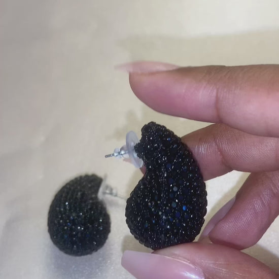 Luxurious black diamond teardrop earrings designed to make a statement—perfect statement earrings for special occasions